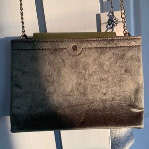 Olive green velvet purse. New with tags.